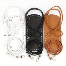 3pcs Diy Knitting Bag Accessories, Including Bag Bottom, Bucket Bag Drawstring And Knitted Bag Strap - Black - View 4