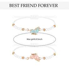 Set de 4 piezas Collar y pulseras de la mejor amiga, juego de collar y pulsera ajustable para amistad, mejor regalo para niñas - Multicolor - Ver 2