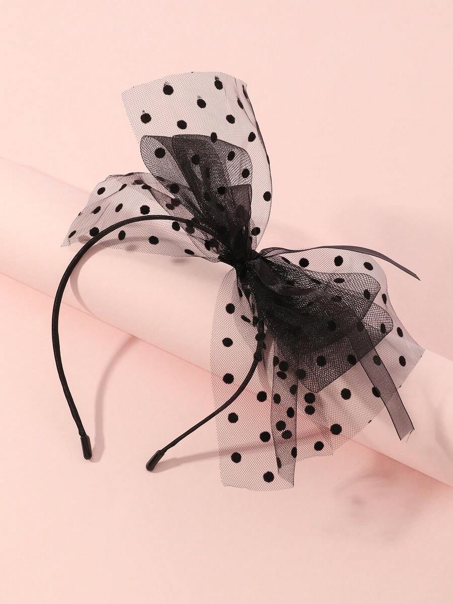1 Diadema Para Cabello De Niña Con Lazo Negro Para Decoración Diaria - Negro - Ver 1