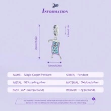 WOSTU 1件925纯银锆石和蛋白石纳米宝石紫色月光石首饰，魔法城堡许愿灯吊坠和魔毯吊坠，适合搭配女士手链和项链，DIY礼物 - 紫色 - 查看 12