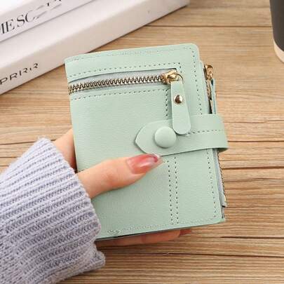 Cartera de mujer de gran capacidad con cierre a presión, monedero plegable multifuncional, portador de tarjetas, adecuado para uso diario, regalo de vuelta a la escuela, para maestros, estudiantes, universitarios, jóvenes, regalo