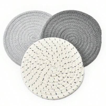 3pcs Heat Insulation Pad Set, Groove Weaving Hot Pot Rack Set(3pcs), Fashionable Coaster, Heat Pad, Heat Mat, Spoon Rest For Cooking And Baking