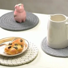 3件套隔热垫套装，凹槽编织火锅架套装（3件），时尚杯垫，加热垫，加热垫，勺子架，用于烹饪和烘烤