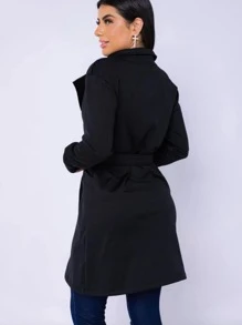 Women Overcoats - 黑色 - 查看 2