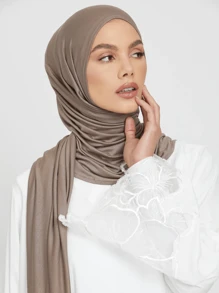 1pc Women's Solid Color Jersey Hijab Scarf, Various Sizes Available Headband For Abaya Women Veil