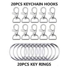 40pcs D-Shape Lobster Clasp Key Chain, 20pcs Key Rings & 20pcs Key Chains, DIY Jewelry Crafts, Gifts For Men And Women On Valentine's Day - Gold - View 4