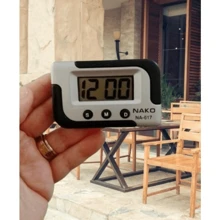 Mini Relógio De Mesa Digital Calendário De Mesa - Cinza e Preto - Visão 5