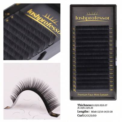16 Rows 8-20mm Classic Mixed Single False Eyelashes, Lightweight Soft Natural Cashmere Feeling, Thick Single False Eyelash Clusters