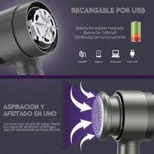 Quitapelusas electrico para ropa recargable, con 5 cuchillas Reemplazables, potente succión, con tapa trasera con fijación magnética, adecuado para todo tipo de ropa, Nergo - Negro - Ver 8