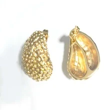 時尚個性化極簡風格不鏽鋼鍛造十字形鑽石吊墜耳環，金色塗層 - 金色 - 查看 7