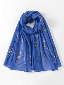 1 Miếng Dễ thương Mèo In Động vật Của phụ nữ Thanh lịch Mềm mại Khăn quàng cổ , Kem chống nắng , Ngày lễ Khăn choàng - A - Xem 10