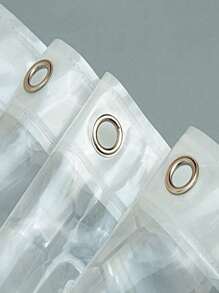 1 pièce Rideau de douche transparent en EVA, motif cube, imperméable, pour salle de bain, avec crochets. Décoration de salle de bain, décoration d'automne, accessoires de salle de bain, rentrée scolaire - Transparent - Voir 5