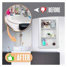 Recessed Medicine Cabinet, Wall Niche, In Shelves, Shelf Insert, 14"W X 24"H ID, 17"W X 27"H OD, 3 Tier, White, Wood, Shallow Drywall Cabinets, Between Studs Shelving, Open Bathroom Cubby | YONGSTYLE - Multicolor - View 5