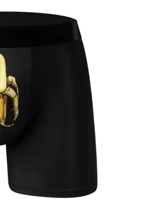 1 Pc Men's Silky-Soft Boxer Briefs – Peeled Banana Print, Stretch Comfort Fit, Easy-Care Men's Underwear - Black - View 4
