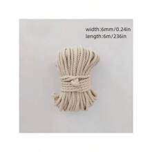 1pc (4mm/0.16in-8mm/0.31in) Wide Macrame Cord, Suitable For Festival Decoration, Gift Weaving Crafts, Handicrafts DIY, Textile & Jewelry Decoration, Wedding & Party Decoration, Home Decoration Braided Rope - Beige - View 9