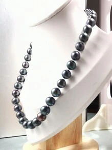 Dây chuyền ngọc trai nuôi cấy tròn 9-10mm, dài 45cm, khóa bạc S925, thích hợp cho nữ đeo hàng ngày hoặc dự tiệc. - vòng cổ ngọc trai nuôi cấy - Xem 4