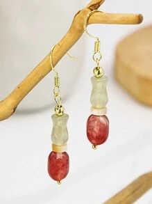 2入組粉綠色水滴形耳環,附設計師吊飾,時尚且適合女性在海灘渡假時佩戴 - 薄荷綠 - 查看 6