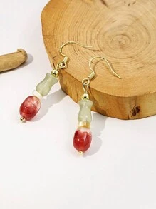 2入組粉綠色水滴形耳環,附設計師吊飾,時尚且適合女性在海灘渡假時佩戴 - 薄荷綠 - 查看 3