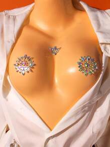 1 đôi Gợi cảm Lễ hội Nắp núm vú , Đóng vai Cơ thể Hình dán Đối với Của phụ nữ Cơ thể , Mặt Và Ngực Đồ trang trí Đồ trang sức - Nhiều màu - Xem 2