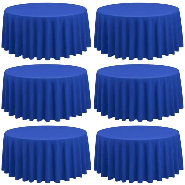 6 Pack Round Tablecloths - 108 Inch, Polyester Table Cover For Round Table, Stain And Wrinkle Resistant Washable Fabric Table Cloth, Polyester Tablecloth For Wedding Banquet Parties Outdoor Party Wedding Outdoor Activities