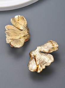 1對法式復古誇張花朵形狀耳環適合日常佩戴 - 金色 - 查看 7