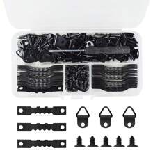 251 pièces Kit d'accrochage de cadre photo, comprenant 50 pièces de crochets de suspension en anneau triangulaire, 50 pièces de suspension de cadre d'images à dents de scie, 150 pièces de vis, 1 pièce de tournevis pour accrocher des photos, des dessins