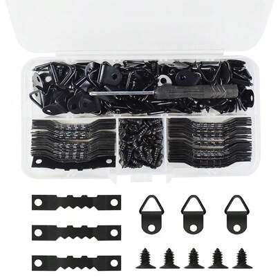 251Pc Photo Frame Hanging Kit, Including 50 Pcs Triangle Ring Hanger, 50 Pcs Sawtooth Picture Frame Hanging, 150 Pcs Screws, 1 Pc Screwdriver For Hanging Pictures Photos Drawing