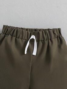 夏季男童卡通宇航员印花上衣和短裤 - 軍綠色 - 查看 6