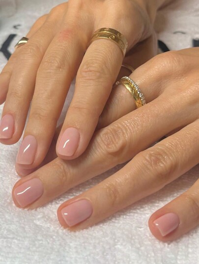 24 Stücke kurze quadratische Lotuswurzelpulver Eis klare Fingernägel mit 1 Stücke Gelee-Kleber und 1 Stücke Feile - zum Aufkleben - Nagelzubehör