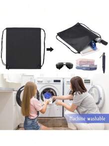 2PCS Drawstring Bags Sport Bags Drawstring Gym Bag Black Draw String Bags Drawstring Backpack For Sports, Gym, Travel, Swimming, Beach - Black - View 4