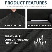 YSTYLE 弹力沙发套 1/2/3/4 座，带扶手的防滑沙发套，提花弹力沙发套，现代通用沙发套，客厅用狗猫沙发套 - 黑色 - 查看 3