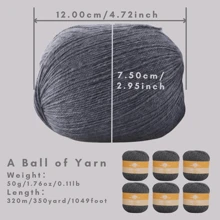 6入組羊絨感線(60%羊絨,20%丙烯酸纖維,20%粘膠纖維),適用於diy編織羊絨毛衣、長褲、手套、帽子和手工藝品 - 多色 - 查看 3