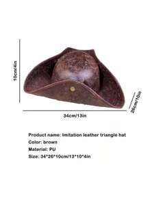 1pc Unisex Brown Leather Sailor/Pirate Hat, Fashion Captain Hat For Party, Performance, Costume, Masquerade