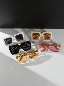 Juego de 5 piezas/3 piezas/1 pieza Gafas con montura cuadrada multicolor para mujer, elegantes y sencillas, accesorios de moda personalizados para uso diario, ir al trabajo, vacaciones y playa - Multicolor - Ver 3