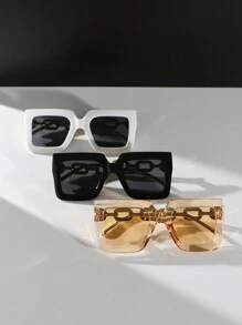 Juego de 5 piezas/3 piezas/1 pieza Gafas con montura cuadrada multicolor para mujer, elegantes y sencillas, accesorios de moda personalizados para uso diario, ir al trabajo, vacaciones y playa - Multicolor - Ver 5