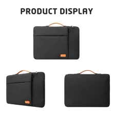 360° Protective Laptop Case Sleeve 15.6 Inch Computer Bag Notebook Bag Compatible With MacBook Pro 16, Asus Notebook, Side Open 13-14 Inch Messenger Bag With Handle - Black - View 7