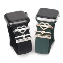 4pcs/Set Rhinestone Love Watch Strap Decorative Ring Suitable For Mothers Daily To Wear Mother's Day Gifts As A Gift For Students Returning To School