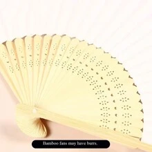 50pcs White Bamboo Hand Fan For DIY Painting, Handmade Folding Fan - White - View 3