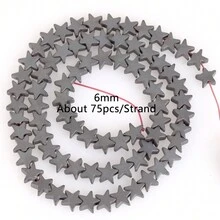 1條天然赤鐵礦石黑色啞面幾何圖案愛心立方圓珠珠寶製作配件耳環項鍊diy配件 15" - 彩色 - 查看 54