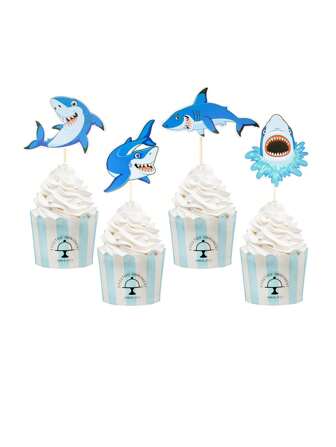 8pcs Shark Themed Party Supplies For Family, Holiday, Birthday Party Decoration,Christmas