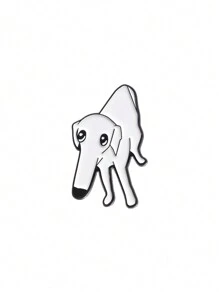 1只可愛的長鼻狗造型胸針/徽章,適用於休閒裝,背包,男女時尚飾品,日常佩戴 - 黑與白 - 查看 4