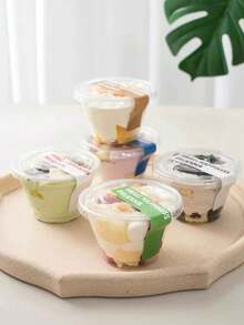 Conjunto de 20 tazas de plástico transparente para Tiramisú con pegatinas, empaque de caja de mini mousse de 180 ml/250ml - Blanco - Ver 3