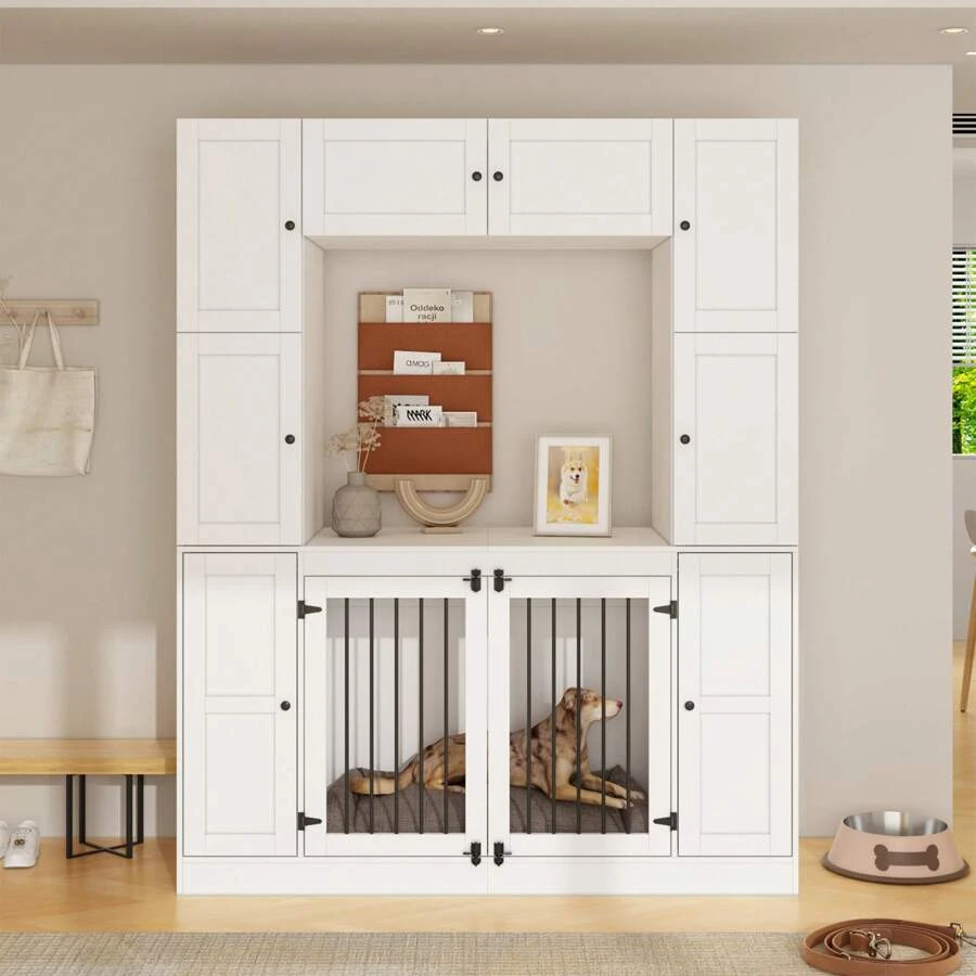 Large Dog Crate Furniture, 78.7" Tall Indoor Heavy Duty Dog Kennel