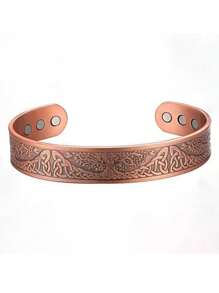1 Stück Vintage geprägtes Magnetisches Kupferarmband, geeignet für Männer & Frauen, Magnetisch für eine verbesserte Blutzirkulation, ideal als Geschenk und für den täglichen Gebrauch