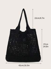 ENBEI Large Capacity Hollow Out Handmade Crochet Shopping Bag, Teacher Gifts And Mother's Day Gift For Mom School Bag,Holiday Essentials, Large Capacity, Lightweight, Portable, Classic Casual, Suitable For Teen Girls Women College Students Vacation, Holiday, Outdoors, Travel, Outings, Beach Purse, Perfect For Summer, Vacation & Daily Use, Travel Must Haves,Khaki And Beige Shoulder Bags, Tote Bags,Shopping Bags - Khaki - View 14
