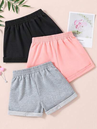 Tween Girl Casual 3-Piece Set Including Bowknot Shorts With High Waist