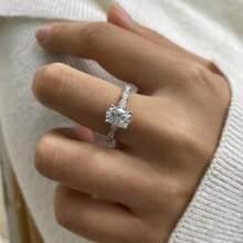 1 PC Bạc 925 Mạ Vàng 18K Hình Bầu Dục 6*8 Mm Full Moissanite Nhẫn Cưới Kim Cương Với GRA Giấy Chứng Nhận - 1,5 + 0,36 carat - Xem 3