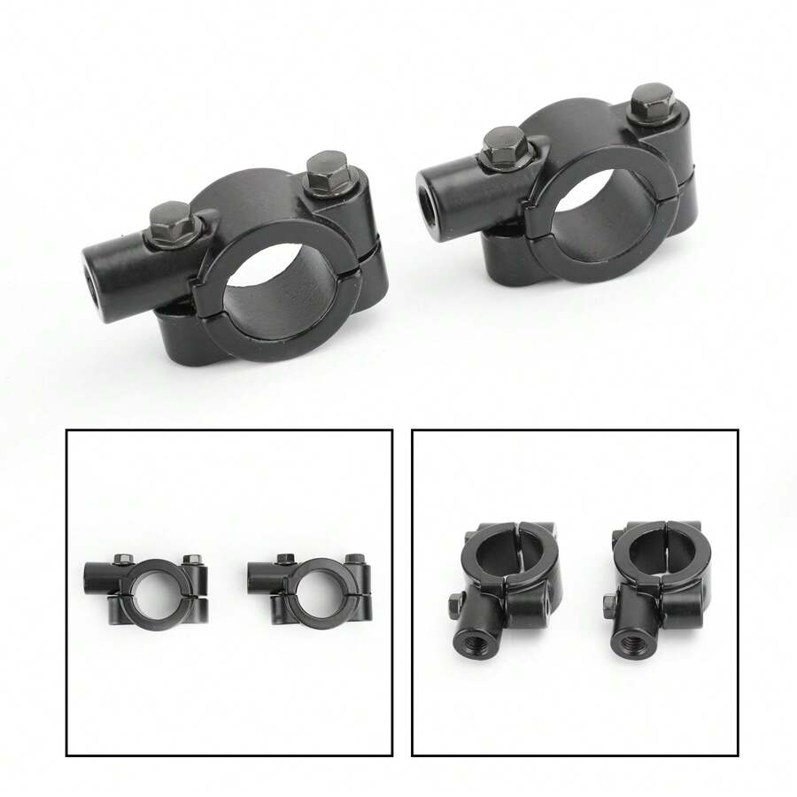 7/8" Motorcycle Handlebar Mirror Adaptor Clamp Mount Bracket 10mm CCW Aluminium - 黑色 - 查看 1