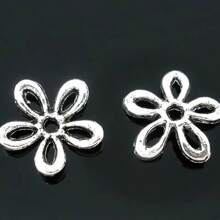 50入組11mm復古間隔珠金屬配件端瓣,古銀色花珠帽,用於珠寶diy手鍊項鍊製作 - Beads Caps - 查看 4