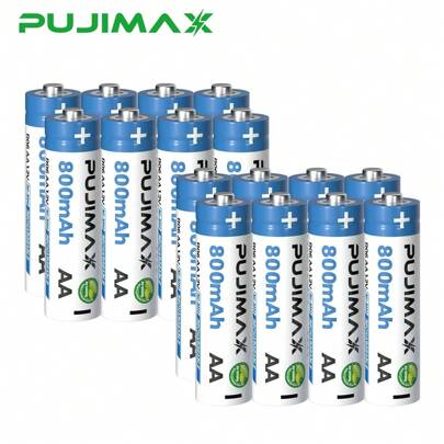16 piezas/12 piezas/8 piezas/4 piezas Batería recargable Ni-MH de 1,2 V y 800 mAh PUJIMAX, alto rendimiento, voltaje estable para drones, linternas, juguetes, radios, controles remotos, alarmas, timbres, cocinas de gas en particular - (se requiere cargador de baterías Ni-MH)